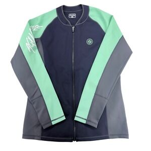 Lotto Aqua Wave Womens Rash Guard Jacket Full Zip Navy Mint Green Grey XL